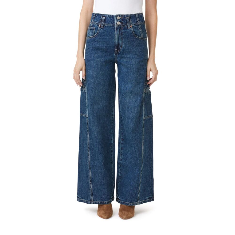 HABITUAL Cargo Extra Wide Leg Dark Wash Jeans - Size 6/28 - Picture 2 of 7